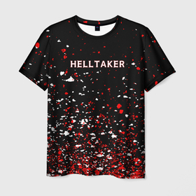 Мужская футболка 3D с принтом Helltaker краска в Санкт-Петербурге, 100% полиэфир | прямой крой, круглый вырез горловины, длина до линии бедер | 