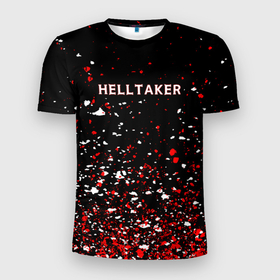 Мужская футболка 3D Slim с принтом Helltaker краска в Санкт-Петербурге, 100% полиэстер с улучшенными характеристиками | приталенный силуэт, круглая горловина, широкие плечи, сужается к линии бедра | 