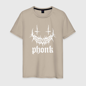 Мужская футболка хлопок с принтом Phonk лого в Белгороде, 100% хлопок | прямой крой, круглый вырез горловины, длина до линии бедер, слегка спущенное плечо. | 