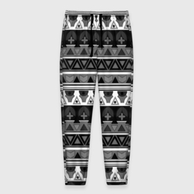 Мужские брюки 3D с принтом Черно белый скандинавский орнамент в Тюмени, 100% полиэстер | манжеты по низу, эластичный пояс регулируется шнурком, по бокам два кармана без застежек, внутренняя часть кармана из мелкой сетки | 