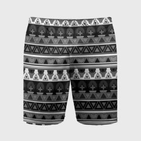 Мужские шорты спортивные с принтом Черно белый скандинавский орнамент ,  |  | 