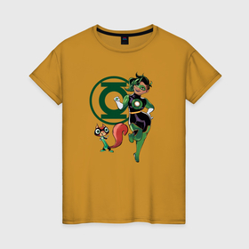 Женская футболка хлопок с принтом Белка Зеленого фонаря DC Лига Суперпитомцы , 100% хлопок | прямой крой, круглый вырез горловины, длина до линии бедер, слегка спущенное плечо | 