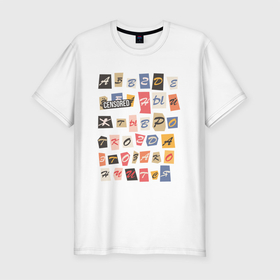 Мужская футболка хлопок Slim с принтом New alphabet в Белгороде, 92% хлопок, 8% лайкра | приталенный силуэт, круглый вырез ворота, длина до линии бедра, короткий рукав | 