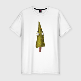 Мужская футболка хлопок Slim с принтом Удивленная елка в Екатеринбурге, 92% хлопок, 8% лайкра | приталенный силуэт, круглый вырез ворота, длина до линии бедра, короткий рукав | 