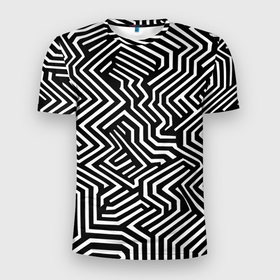 Мужская футболка 3D Slim с принтом Гипнотические узоры в Санкт-Петербурге, 100% полиэстер с улучшенными характеристиками | приталенный силуэт, круглая горловина, широкие плечи, сужается к линии бедра | 