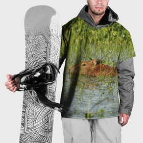 Накидка на куртку 3D с принтом Капибара плывёт в Екатеринбурге, 100% полиэстер |  | Тематика изображения на принте: 