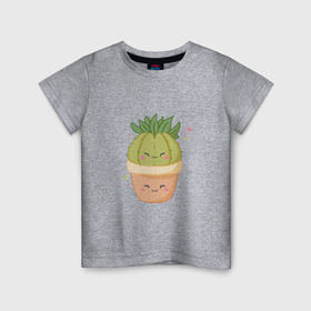 Детская футболка хлопок с принтом Милый малыш кактус в стиле Cute art в Курске, 100% хлопок | круглый вырез горловины, полуприлегающий силуэт, длина до линии бедер | 
