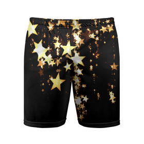 Мужские шорты спортивные с принтом Золотые праздничные звезды в Тюмени,  |  | 