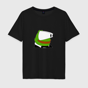 Мужская футболка хлопок Oversize с принтом Booba Pepe в Кировске, 100% хлопок | свободный крой, круглый ворот, “спинка” длиннее передней части | 