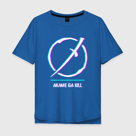 Мужская футболка хлопок Oversize с принтом Символ Akame ga Kill в стиле glitch в Петрозаводске, 100% хлопок | свободный крой, круглый ворот, “спинка” длиннее передней части | 