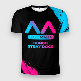 Мужская футболка 3D Slim с принтом Bungo Stray Dogs   neon gradient в Кировске, 100% полиэстер с улучшенными характеристиками | приталенный силуэт, круглая горловина, широкие плечи, сужается к линии бедра | 