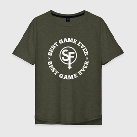 Мужская футболка хлопок Oversize с принтом Символ Sally Face и круглая надпись best game ever в Тюмени, 100% хлопок | свободный крой, круглый ворот, “спинка” длиннее передней части | 