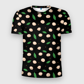 Мужская футболка 3D Slim с принтом Пельмени с лавровым листом и перцем, набор в Екатеринбурге, 100% полиэстер с улучшенными характеристиками | приталенный силуэт, круглая горловина, широкие плечи, сужается к линии бедра | 
