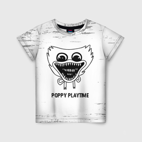Детская футболка 3D с принтом Poppy Playtime glitch на светлом фоне в Екатеринбурге, 100% гипоаллергенный полиэфир | прямой крой, круглый вырез горловины, длина до линии бедер, чуть спущенное плечо, ткань немного тянется | 