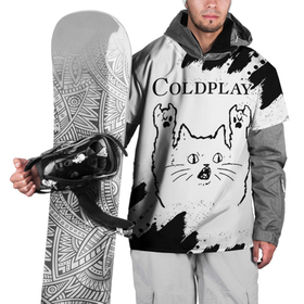 Накидка на куртку 3D с принтом Coldplay рок кот на светлом фоне , 100% полиэстер |  | 