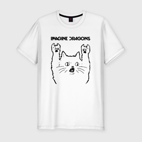 Мужская футболка хлопок Slim с принтом Imagine Dragons   rock cat в Тюмени, 92% хлопок, 8% лайкра | приталенный силуэт, круглый вырез ворота, длина до линии бедра, короткий рукав | 