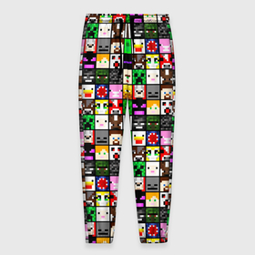 Мужские брюки 3D с принтом Minecraft characters в Екатеринбурге, 100% полиэстер | манжеты по низу, эластичный пояс регулируется шнурком, по бокам два кармана без застежек, внутренняя часть кармана из мелкой сетки | 
