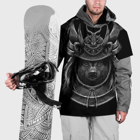 Накидка на куртку 3D с принтом Японская Сиба ину самурай   рисунок карандашом в Петрозаводске, 100% полиэстер |  | 