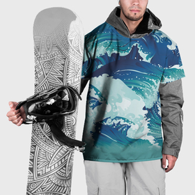 Накидка на куртку 3D с принтом Несущиеся морские волны в Новосибирске, 100% полиэстер |  | Тематика изображения на принте: 