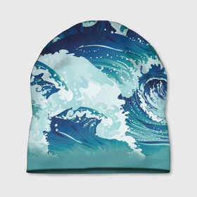 Шапка 3D с принтом Несущиеся морские волны в Кировске, 100% полиэстер | универсальный размер, печать по всей поверхности изделия | Тематика изображения на принте: 