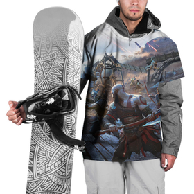 Накидка на куртку 3D с принтом Кратос и Атрей против демонов GoW Ragnarok в Екатеринбурге, 100% полиэстер |  | Тематика изображения на принте: 