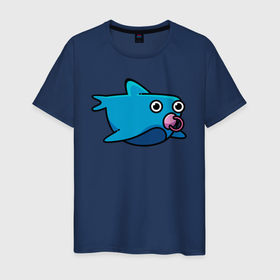 Мужская футболка хлопок с принтом Маленькая акула в Курске, 100% хлопок | прямой крой, круглый вырез горловины, длина до линии бедер, слегка спущенное плечо. | 