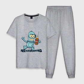 Мужская пижама хлопок с принтом Little Bender в Курске, 100% хлопок | брюки и футболка прямого кроя, без карманов, на брюках мягкая резинка на поясе и по низу штанин
 | 