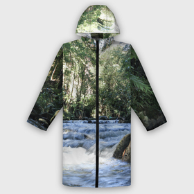 Мужской дождевик 3D с принтом Течёт река в лесу ,  |  | Тематика изображения на принте: 