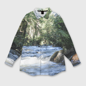 Мужская рубашка oversize 3D с принтом Течёт река в лесу в Курске,  |  | Тематика изображения на принте: 