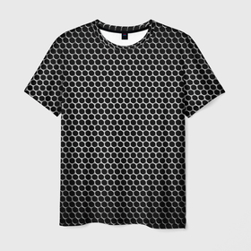 Мужская футболка 3D с принтом Металлическая ячеистая сетка в Курске, 100% полиэфир | прямой крой, круглый вырез горловины, длина до линии бедер | Тематика изображения на принте: 