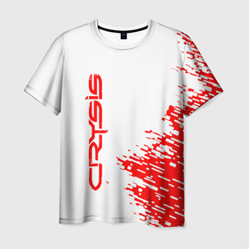 Мужская футболка 3D с принтом Crysis Gaming   красная текстура в Екатеринбурге, 100% полиэфир | прямой крой, круглый вырез горловины, длина до линии бедер | 