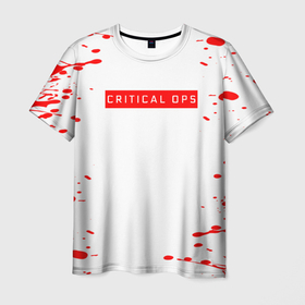 Мужская футболка 3D с принтом critical ops красные брызги в Белгороде, 100% полиэфир | прямой крой, круглый вырез горловины, длина до линии бедер | 
