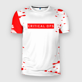 Мужская футболка 3D Slim с принтом critical ops красные брызги в Кировске, 100% полиэстер с улучшенными характеристиками | приталенный силуэт, круглая горловина, широкие плечи, сужается к линии бедра | 