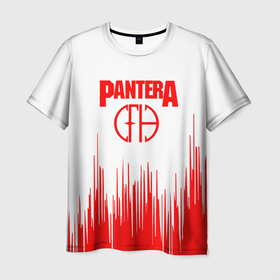 Мужская футболка 3D с принтом Pantera текстура красная в Белгороде, 100% полиэфир | прямой крой, круглый вырез горловины, длина до линии бедер | 