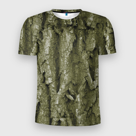 Мужская футболка 3D Slim с принтом Кора дуба   текстура в Екатеринбурге, 100% полиэстер с улучшенными характеристиками | приталенный силуэт, круглая горловина, широкие плечи, сужается к линии бедра | 