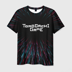Мужская футболка 3D с принтом Tomodachi Game infinity , 100% полиэфир | прямой крой, круглый вырез горловины, длина до линии бедер | 
