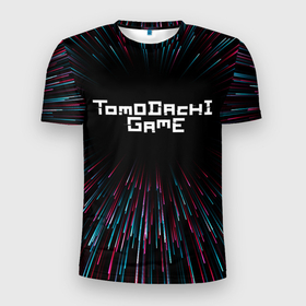 Мужская футболка 3D Slim с принтом Tomodachi Game infinity в Белгороде, 100% полиэстер с улучшенными характеристиками | приталенный силуэт, круглая горловина, широкие плечи, сужается к линии бедра | 