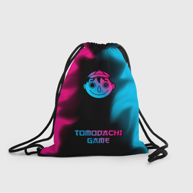 Рюкзак-мешок 3D с принтом Tomodachi Game   neon gradient: символ, надпись в Кировске, 100% полиэстер | плотность ткани — 200 г/м2, размер — 35 х 45 см; лямки — толстые шнурки, застежка на шнуровке, без карманов и подкладки | 