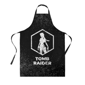 Фартук 3D с принтом Tomb Raider с потертостями на темном фоне в городе Новоалтайск, 100% полиэстер | общий размер — 65 х 85 см, ширина нагрудника — 26 см, горловина — 53 см, длина завязок — 54 см, общий обхват в поясе — 173 см. Принт на завязках и на горловине наносится с двух сторон, на основной части фартука — только с внешней стороны | 