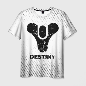 Мужская футболка 3D с принтом Destiny с потертостями на светлом фоне в Курске, 100% полиэфир | прямой крой, круглый вырез горловины, длина до линии бедер | 