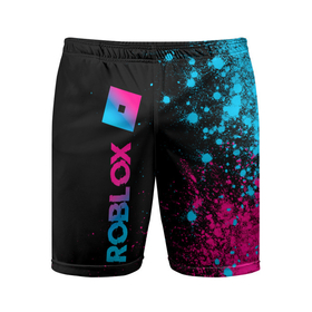 Мужские шорты спортивные с принтом Roblox   neon gradient: по вертикали ,  |  | 