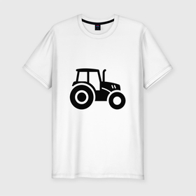 Мужская футболка хлопок Slim с принтом Силуэт трактора в Петрозаводске, 92% хлопок, 8% лайкра | приталенный силуэт, круглый вырез ворота, длина до линии бедра, короткий рукав | 