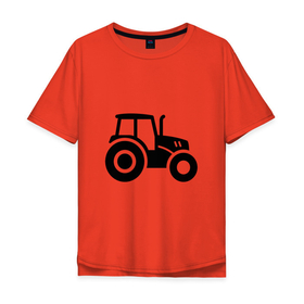 Мужская футболка хлопок Oversize с принтом Силуэт трактора в Петрозаводске, 100% хлопок | свободный крой, круглый ворот, “спинка” длиннее передней части | 
