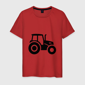 Мужская футболка хлопок с принтом Силуэт трактора , 100% хлопок | прямой крой, круглый вырез горловины, длина до линии бедер, слегка спущенное плечо. | Тематика изображения на принте: 