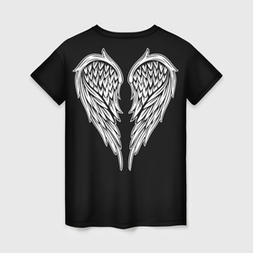 Женская футболка 3D с принтом Крылья ангела   рисунок в Новосибирске, 100% полиэфир ( синтетическое хлопкоподобное полотно) | прямой крой, круглый вырез горловины, длина до линии бедер | 