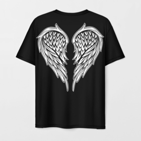 Мужская футболка 3D с принтом Крылья ангела   рисунок в Петрозаводске, 100% полиэфир | прямой крой, круглый вырез горловины, длина до линии бедер | 