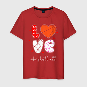 Мужская футболка хлопок с принтом LOVE basketball сердечки в Кировске, 100% хлопок | прямой крой, круглый вырез горловины, длина до линии бедер, слегка спущенное плечо. | 