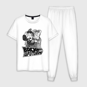Мужская пижама хлопок с принтом Back to the futurama в Тюмени, 100% хлопок | брюки и футболка прямого кроя, без карманов, на брюках мягкая резинка на поясе и по низу штанин
 | 