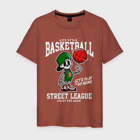 Мужская футболка хлопок с принтом Баскетбол уличная лига , 100% хлопок | прямой крой, круглый вырез горловины, длина до линии бедер, слегка спущенное плечо. | 