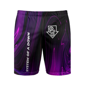Мужские шорты спортивные с принтом System of a Down violet plasma в Белгороде,  |  | 